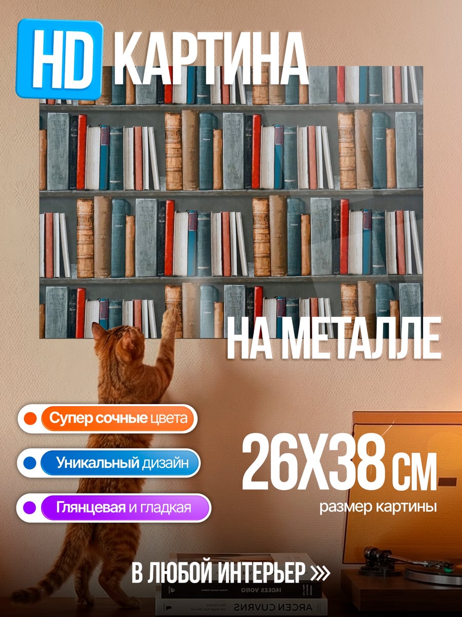 Картина на металле Книжная полка