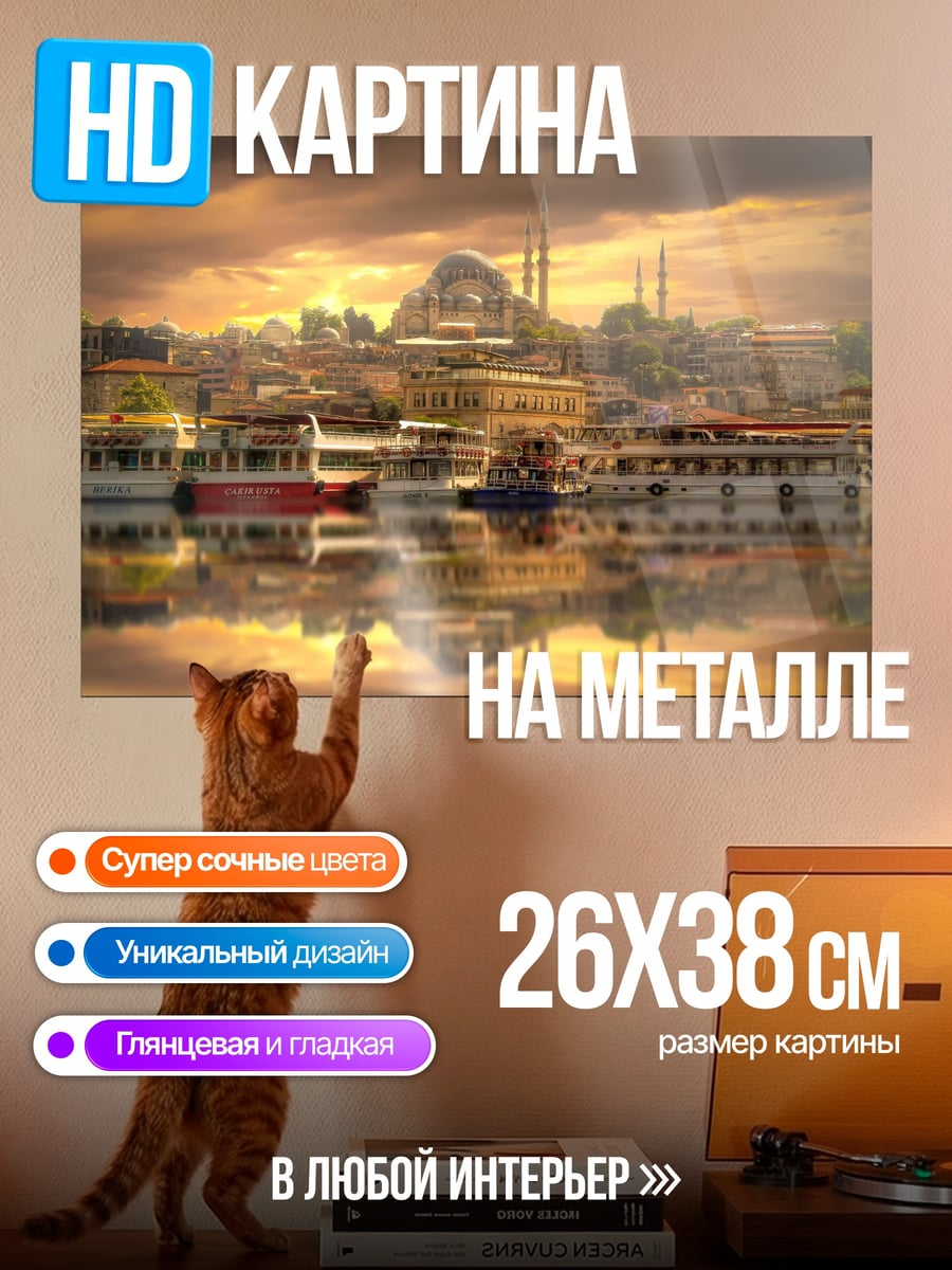 Картина на металле стамбул закат