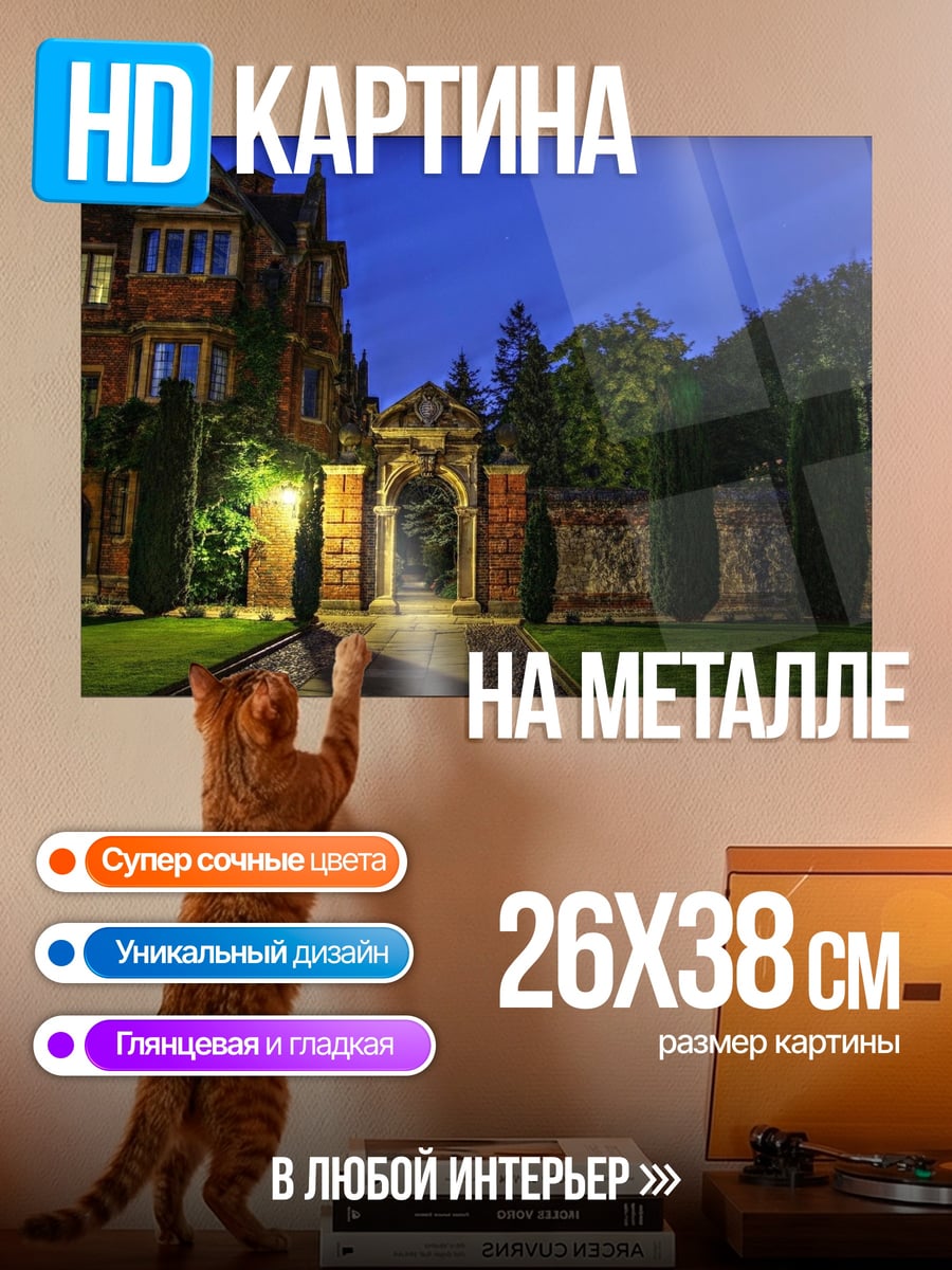 Картина на металле Замок в сумерках