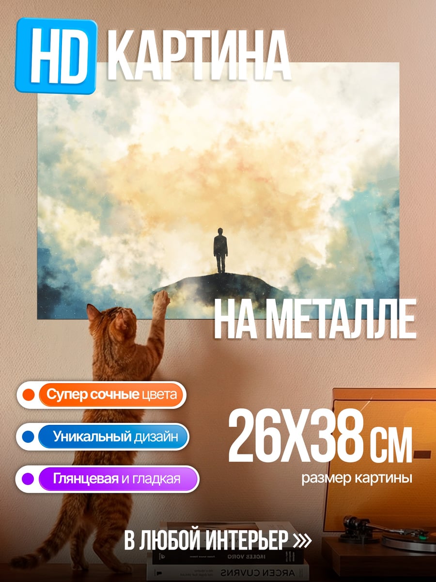 Картина на металле Человек в облаках