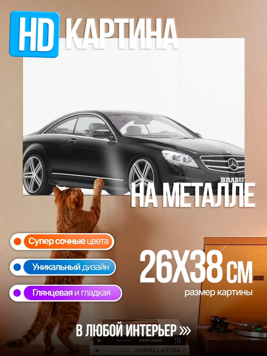 Картина на металле Черный Mercedes