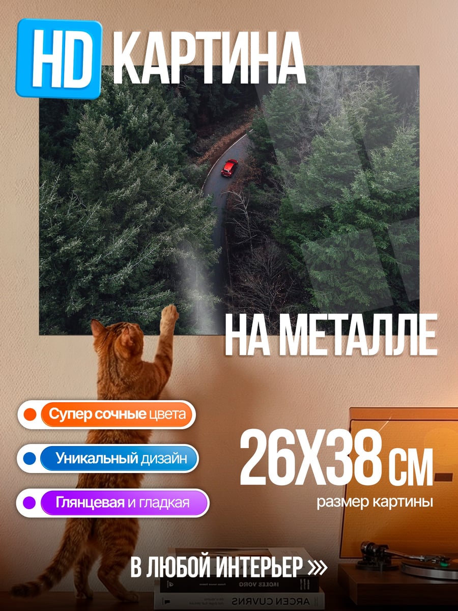Картина на металле Человек в лесу