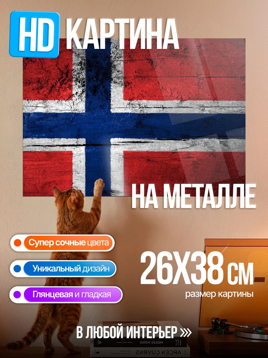Картина на металле Флаг Норвегии