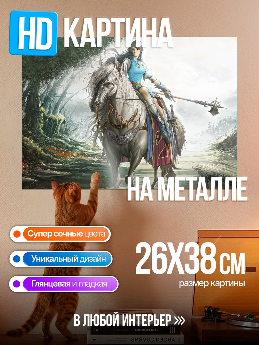 Картина на металле Девушка на коне