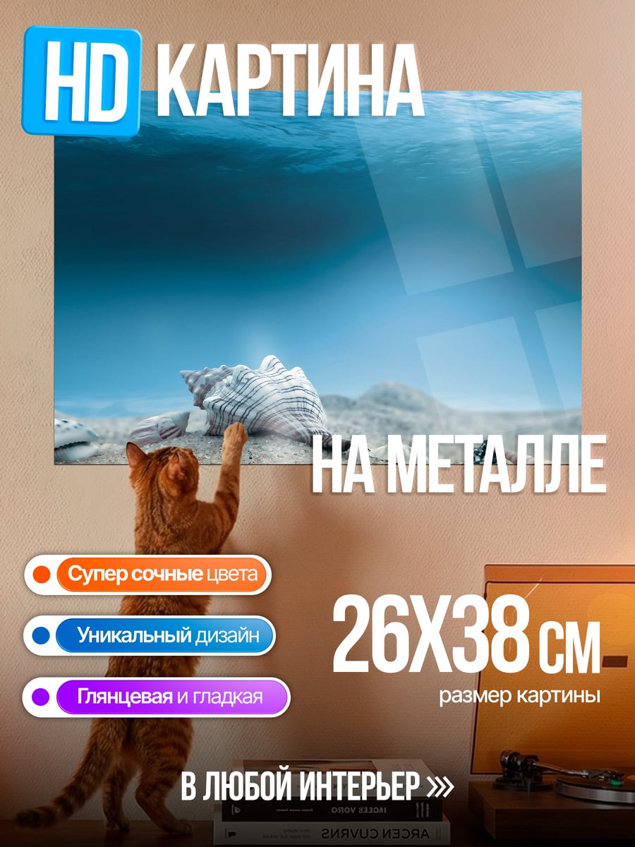 Картина на металле Ракушка на дне