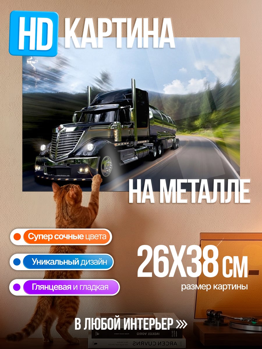 Картина на металле Грузовик на дороге