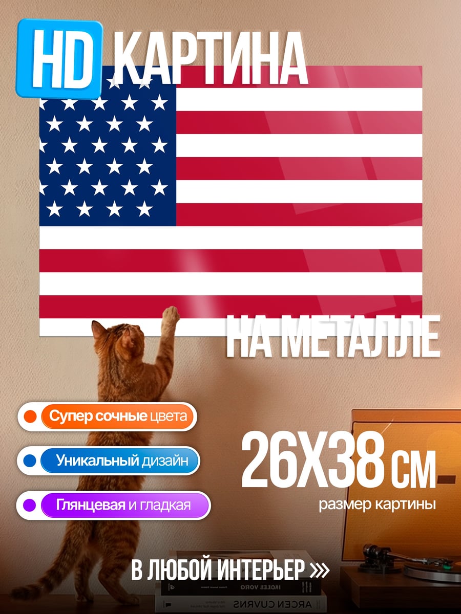 Картина на металле флаг сша