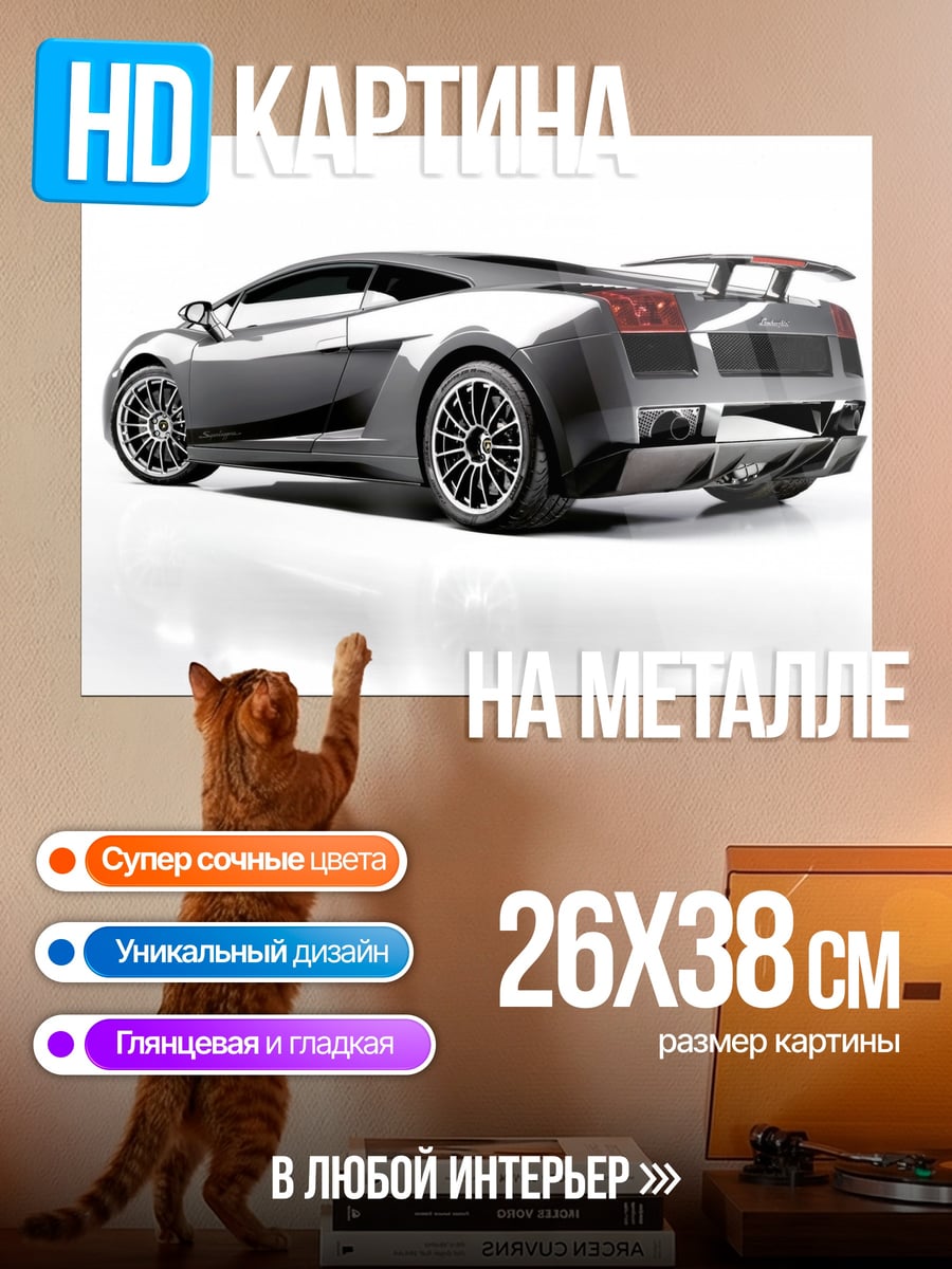 Картина на металле серый спорткар