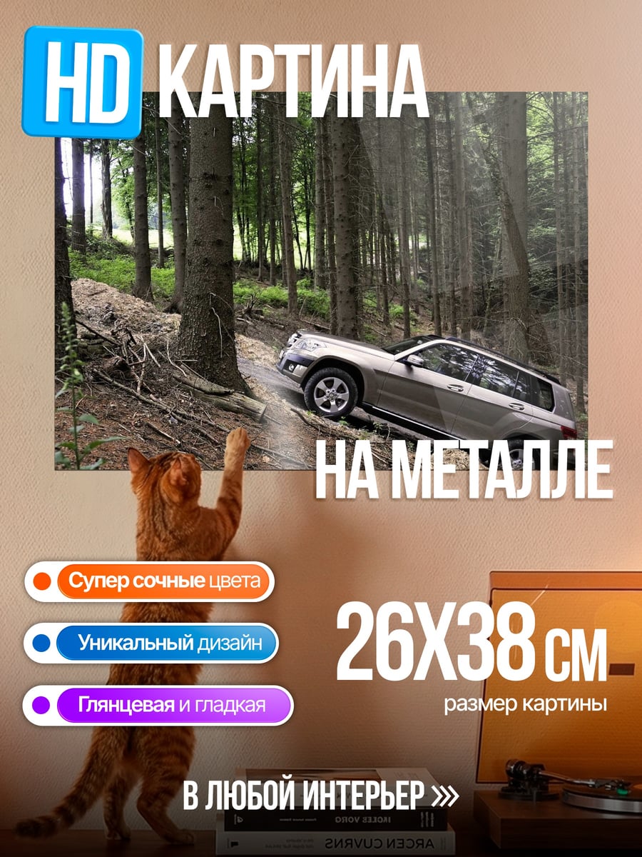 Картина на металле джип в лесу