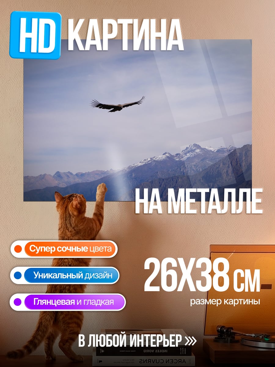 Картина на металле орел над горами