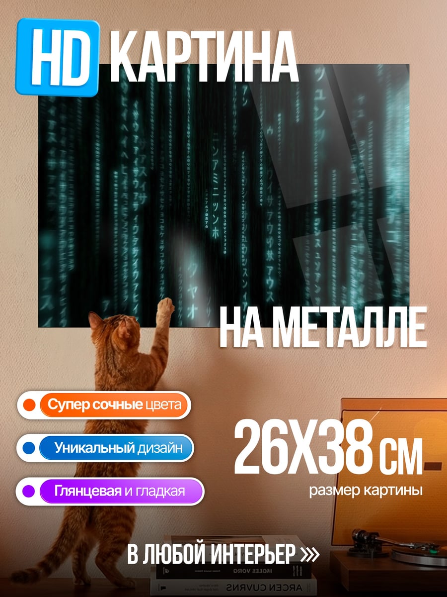 Картина на металле матрица цифровой дождь