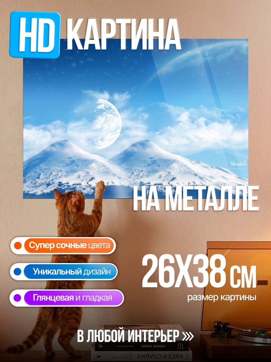 Картина на металле Зимние горы