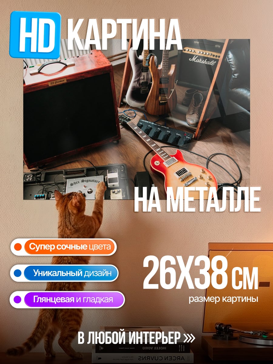 Картина на металле Гитарное оборудование