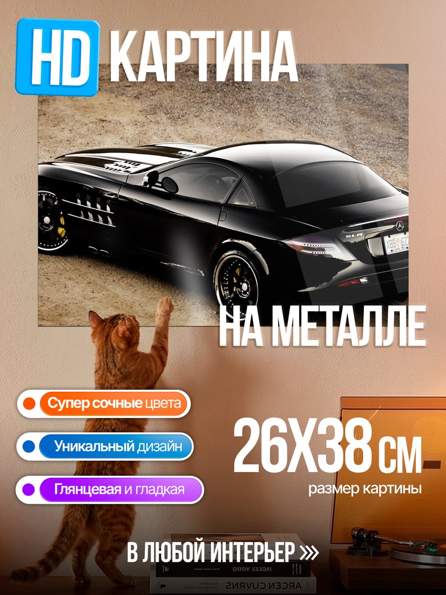 Картина на металле Черный спорткар