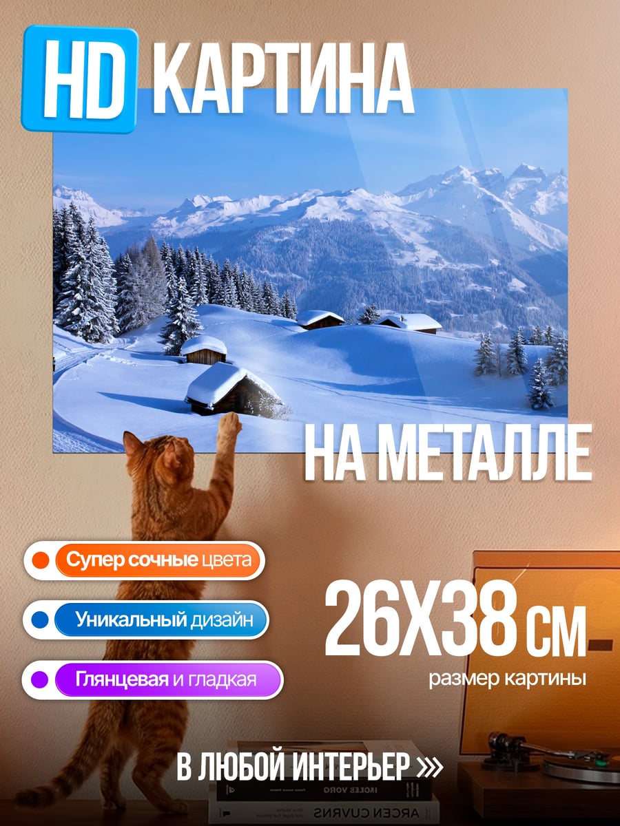 Картина на металле Зимние Альпы