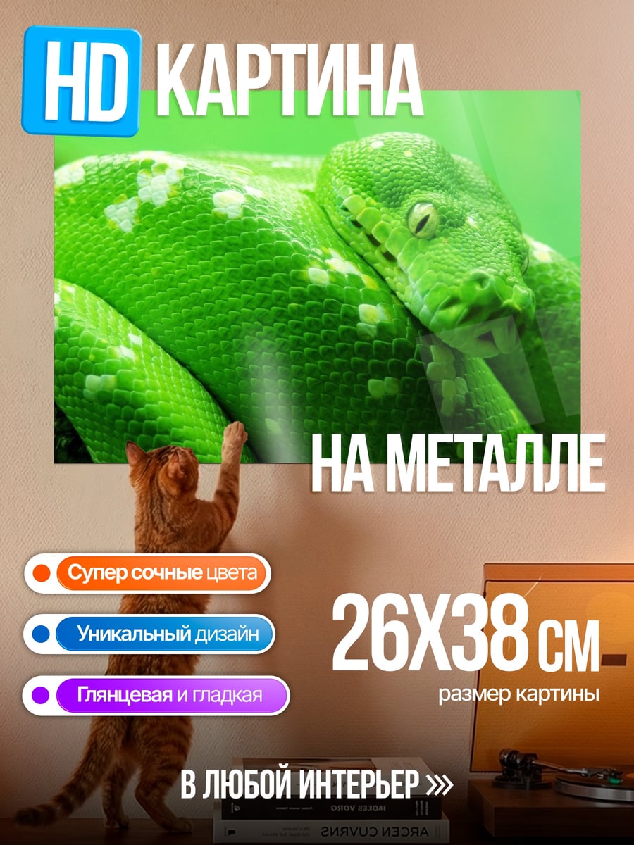 Картина на металле Зеленая змея