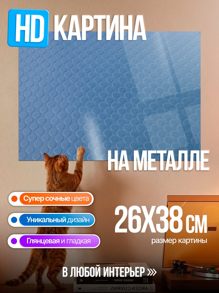 Картина на металле Голубая сетка