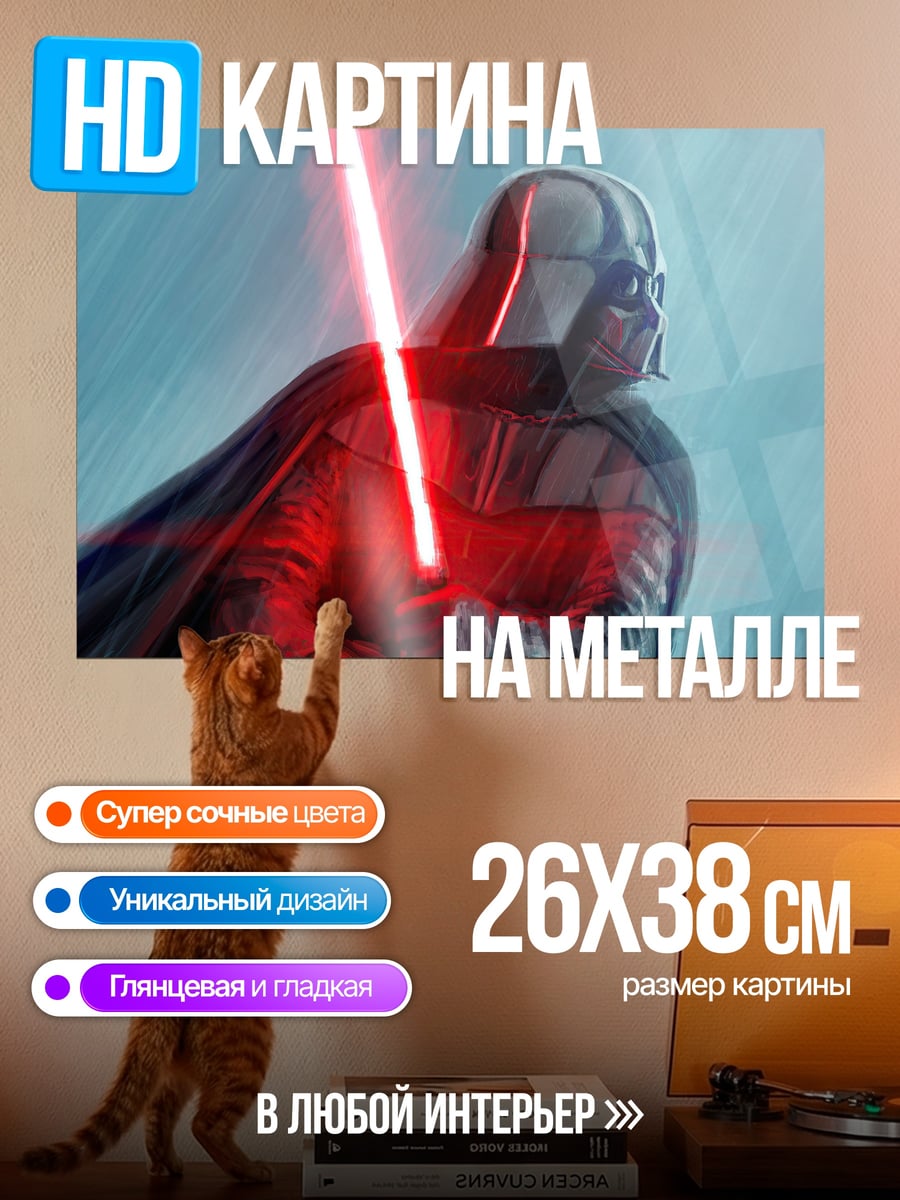 Картина на металле Дарт Вейдер с мечом