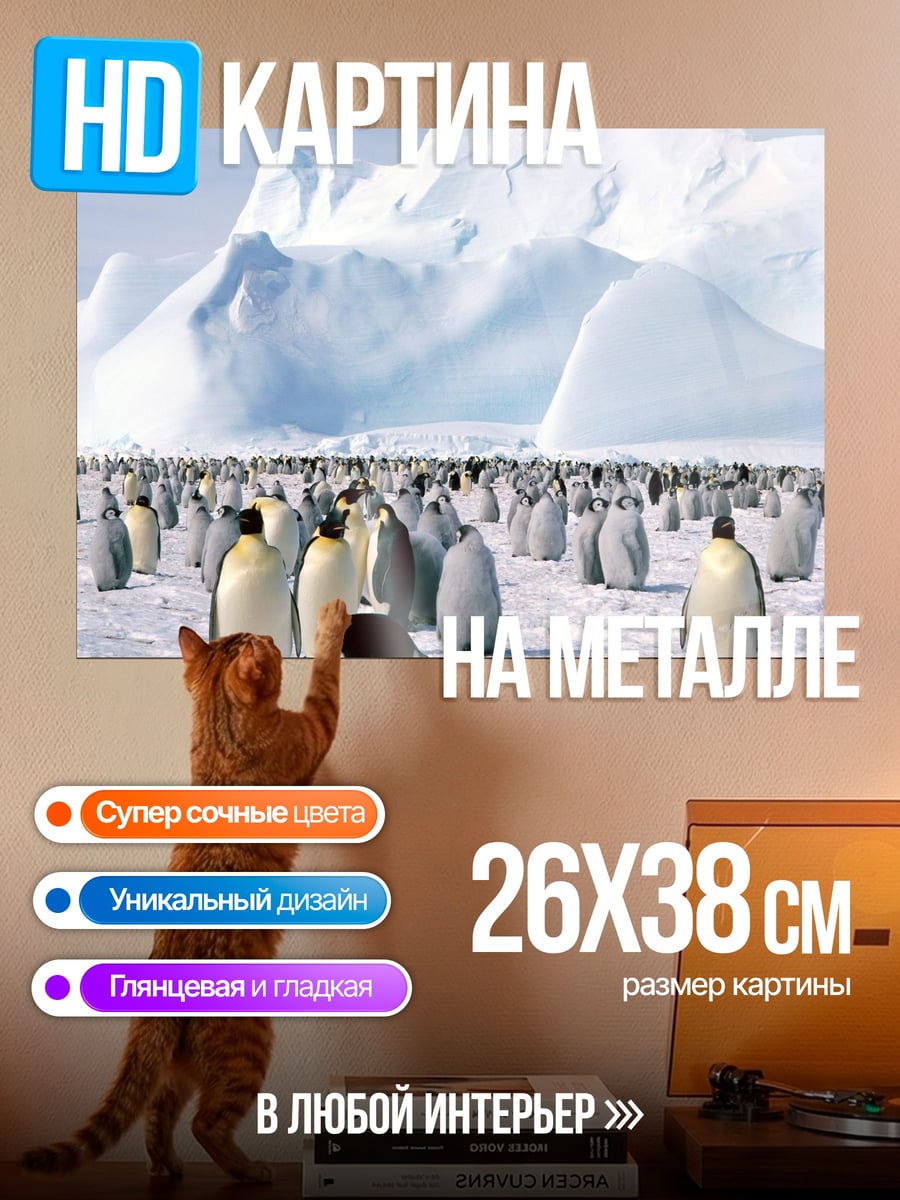 Картина на металле императорские пингвины