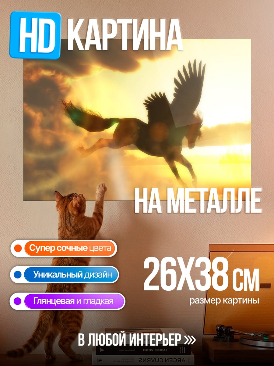 Картина на металле пегас в небе