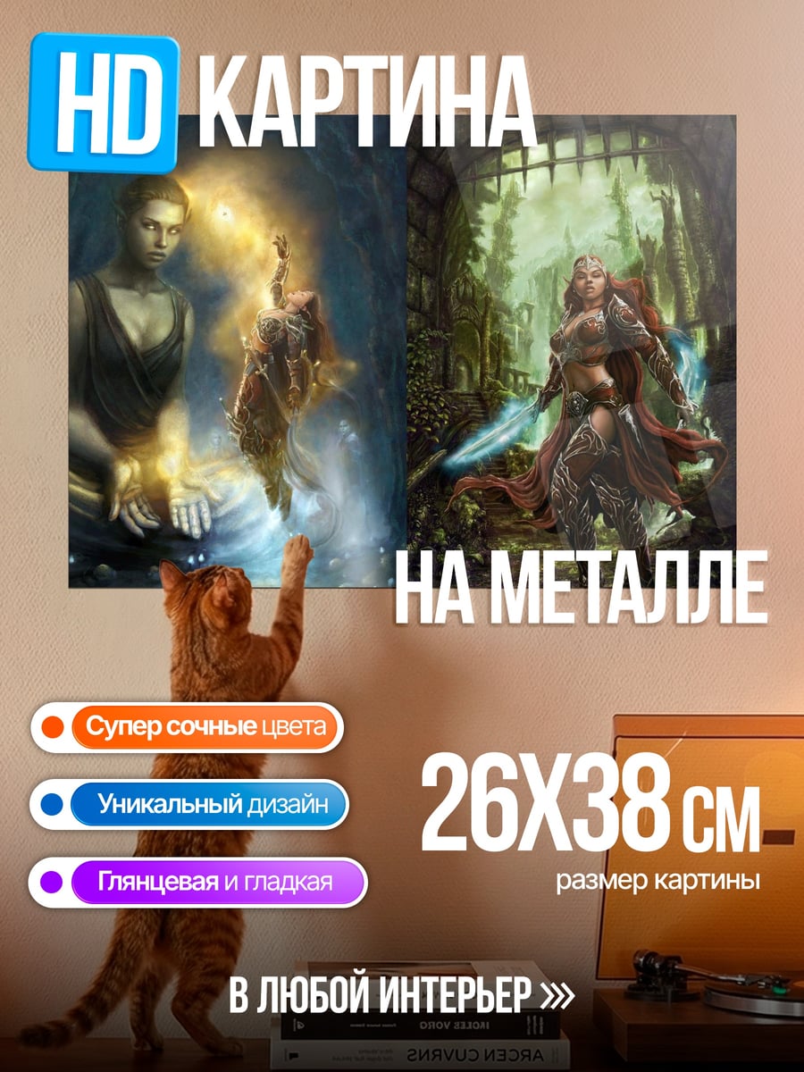 Картина на металле Две воительницы