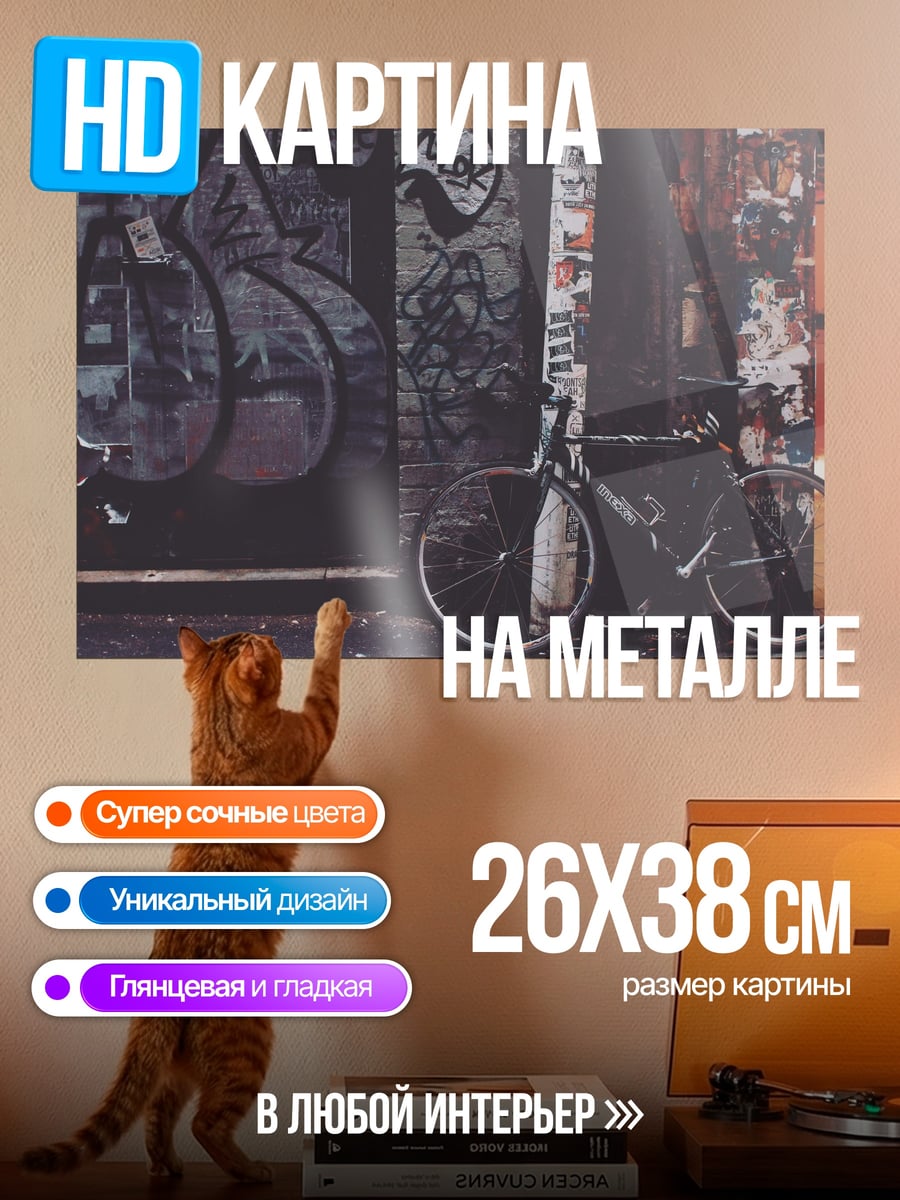 Картина на металле велосипед граффити