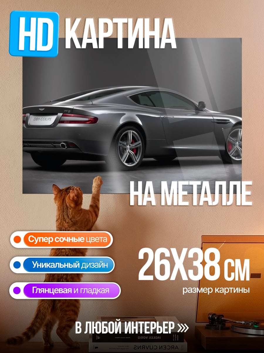 Картина на металле Серый спорткар