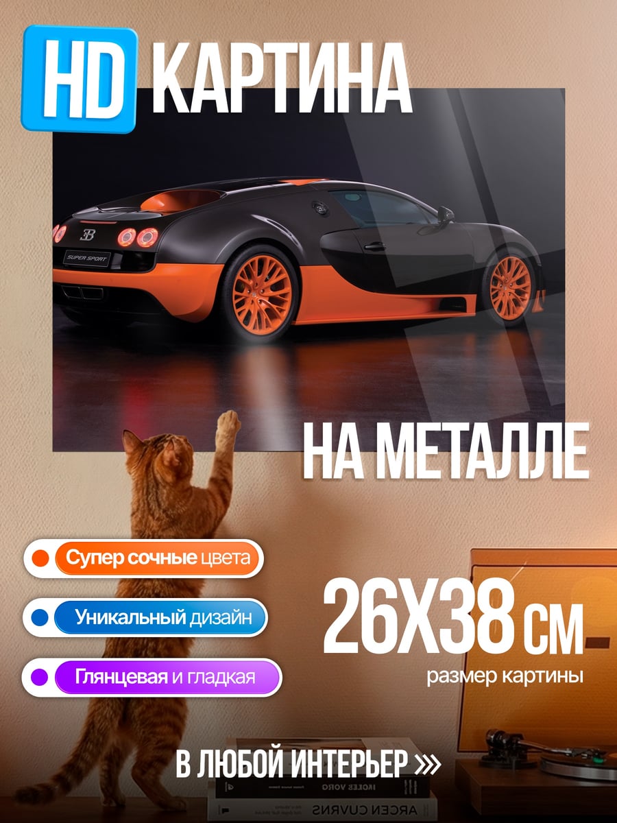 Картина на металле Черно-оранжевый спорткар