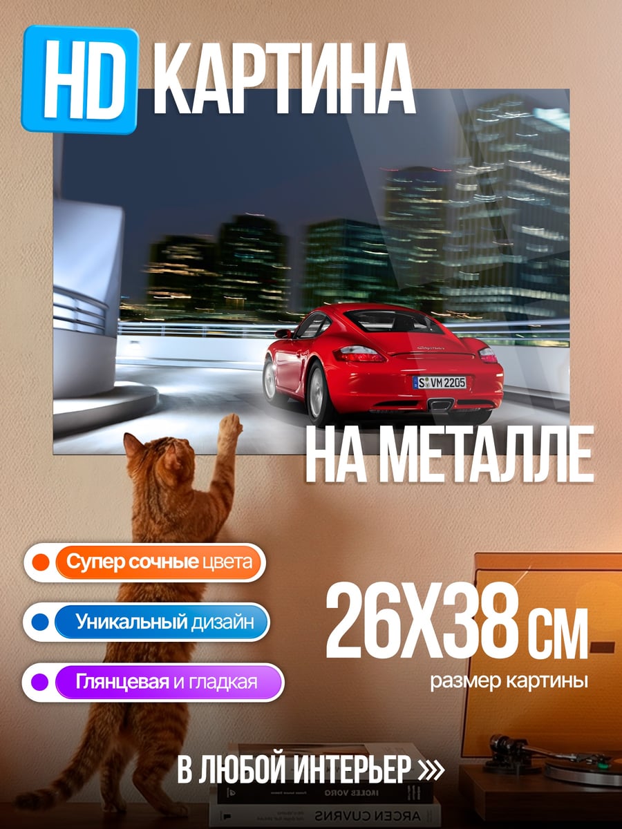 Картина на металле Красный порше