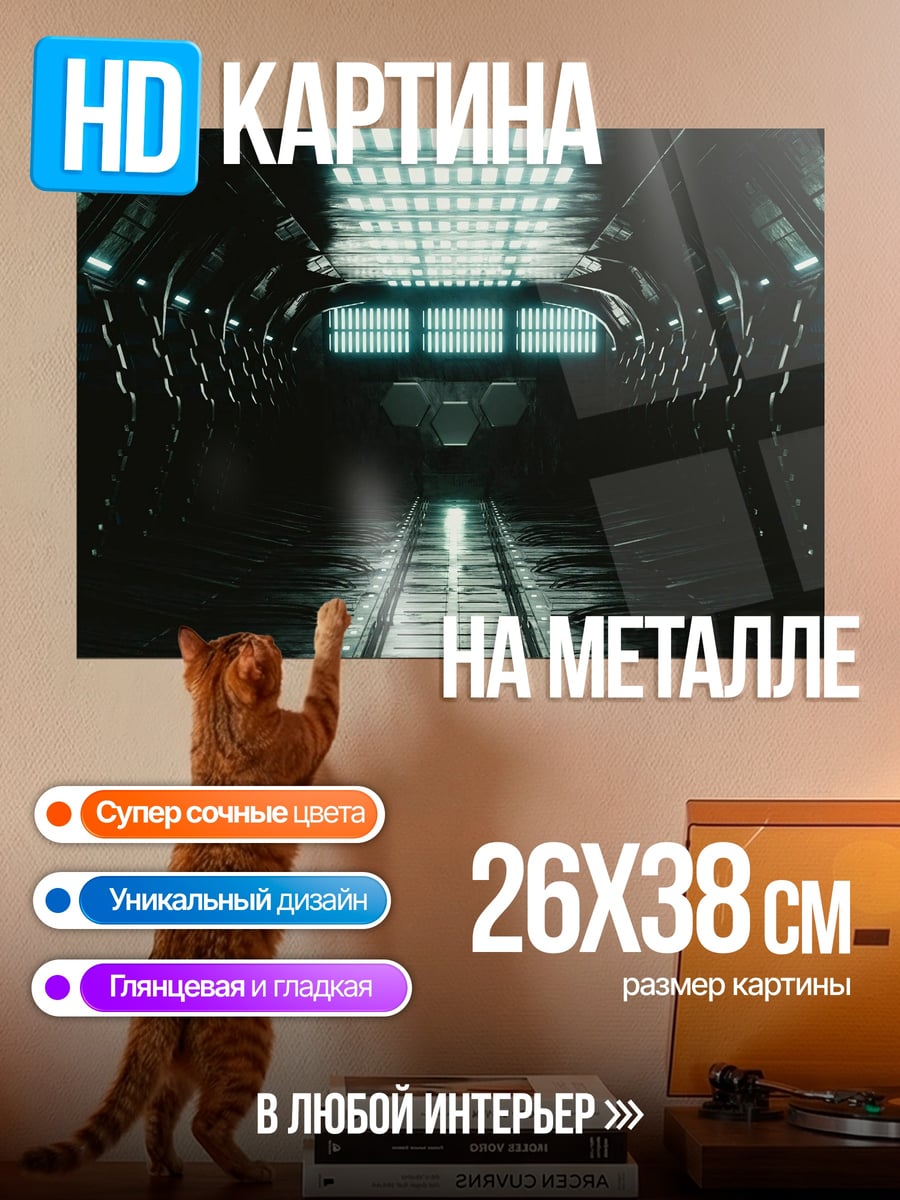 Картина на металле Космический коридор