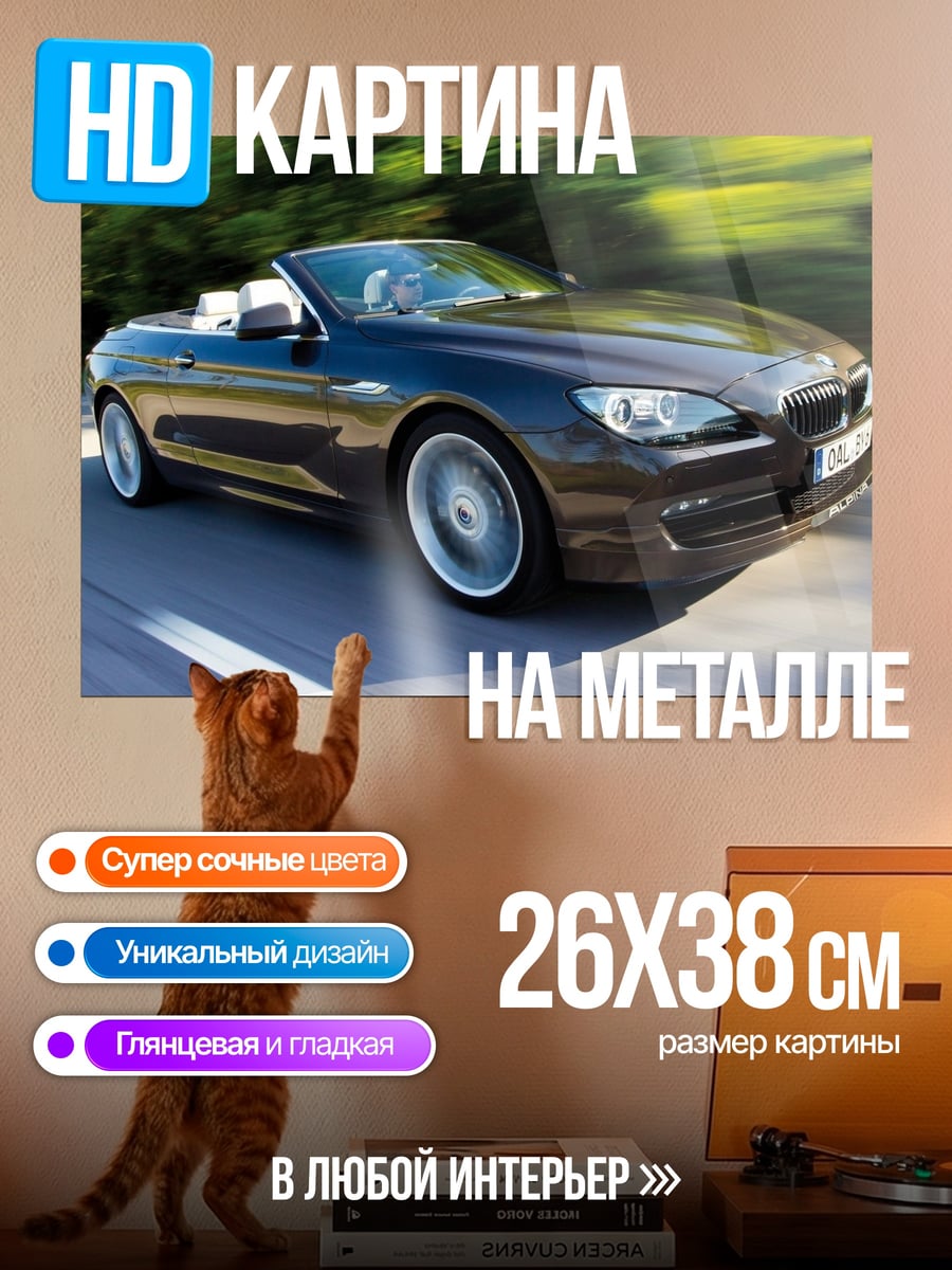 Картина на металле BMW кабриолет на дороге