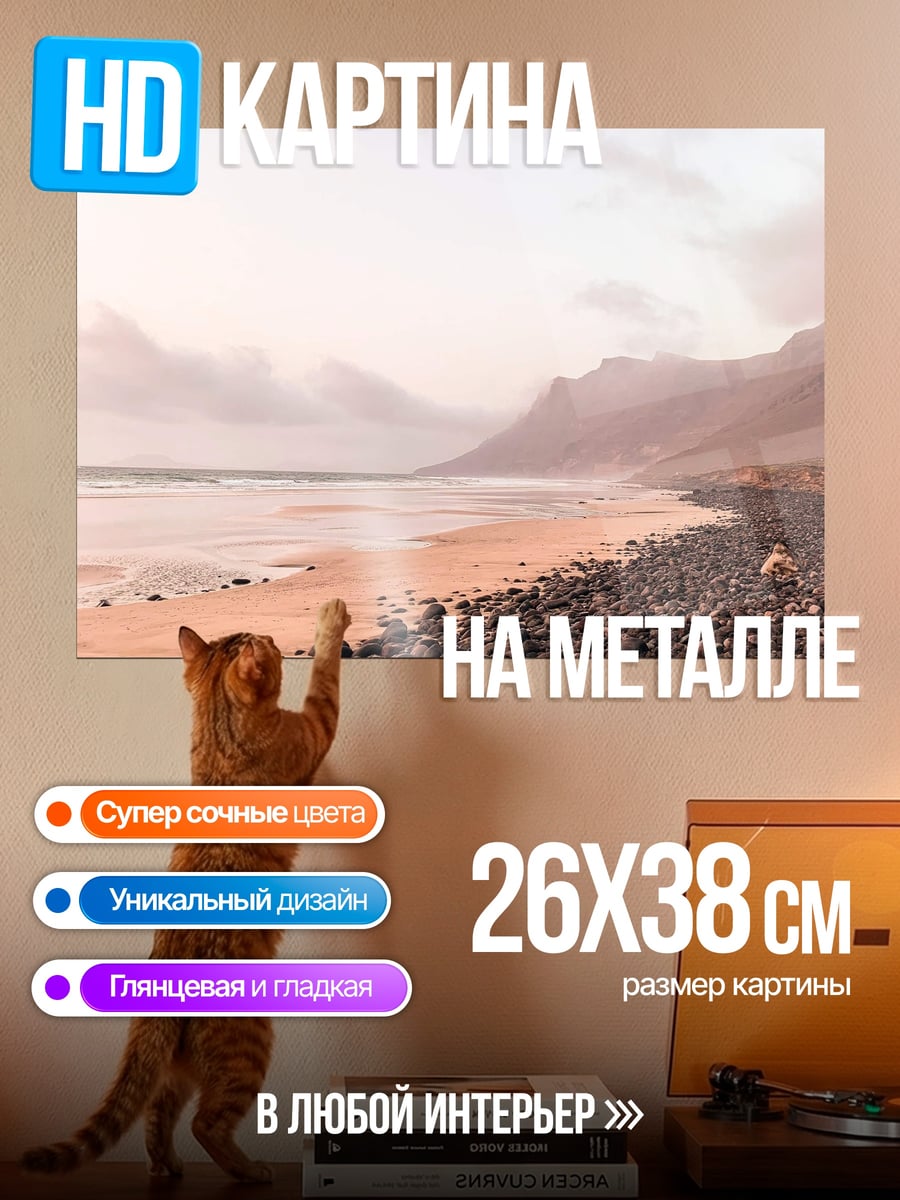Картина на металле Пляж с Галькой