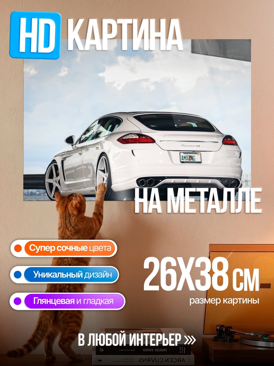 Картина на металле Белый Порше Панамера
