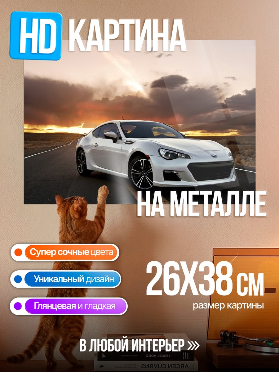 Картина на металле Белое купе Subaru
