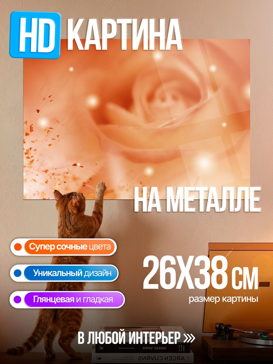 Картина на металле Нежная роза