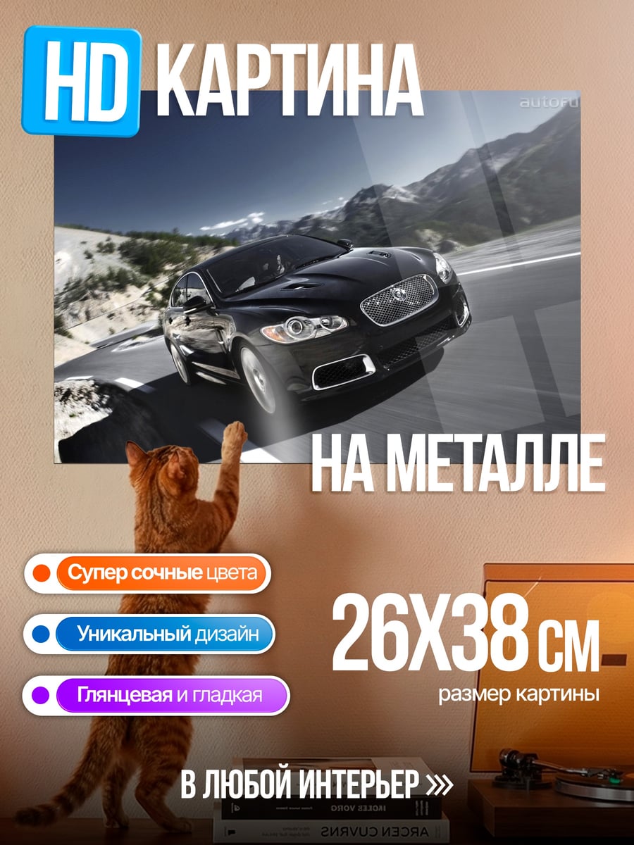 Картина на металле Черный седан
