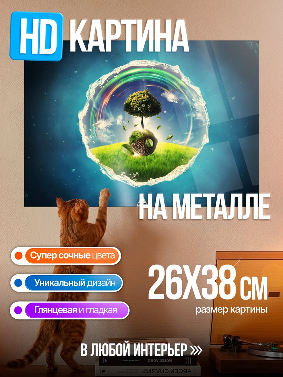 Картина на металле Мир в пузыре