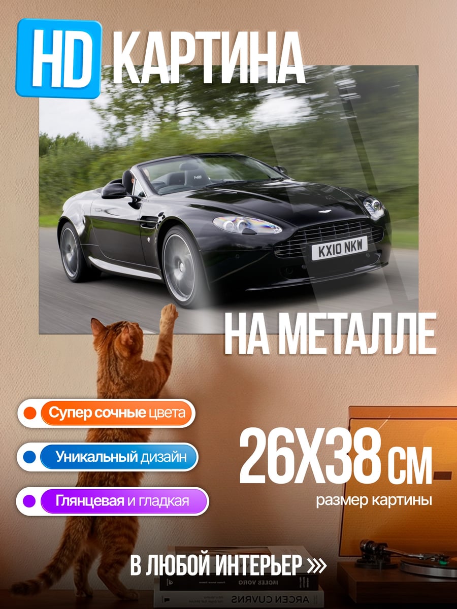 Картина на металле Черный спорткар