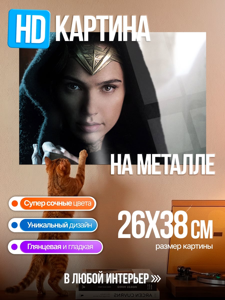 Картина на металле Чудо женщина капюшон