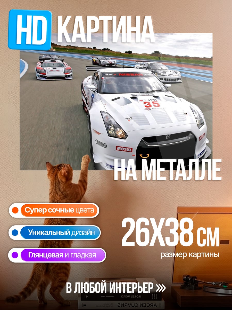 Картина на металле Гонка GT-R