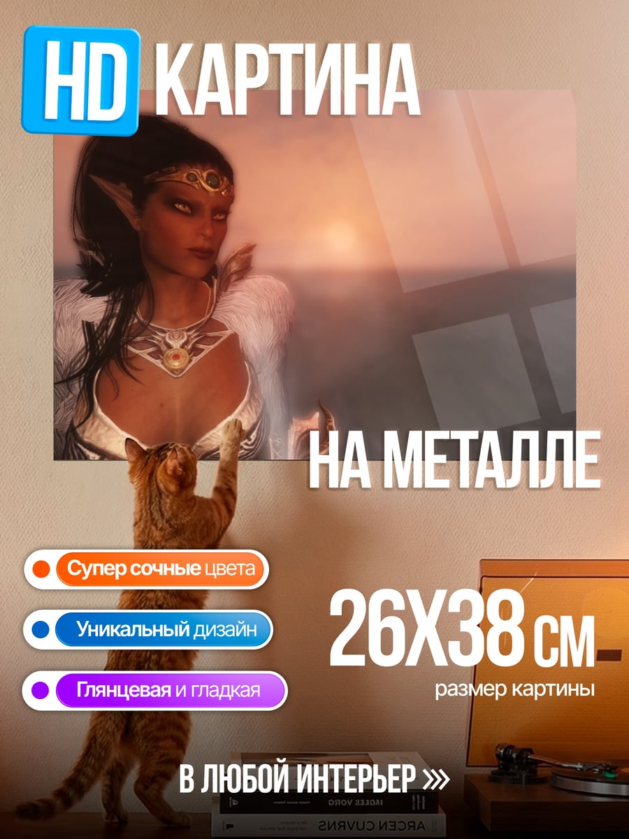 Картина на металле Эльфийка на закате