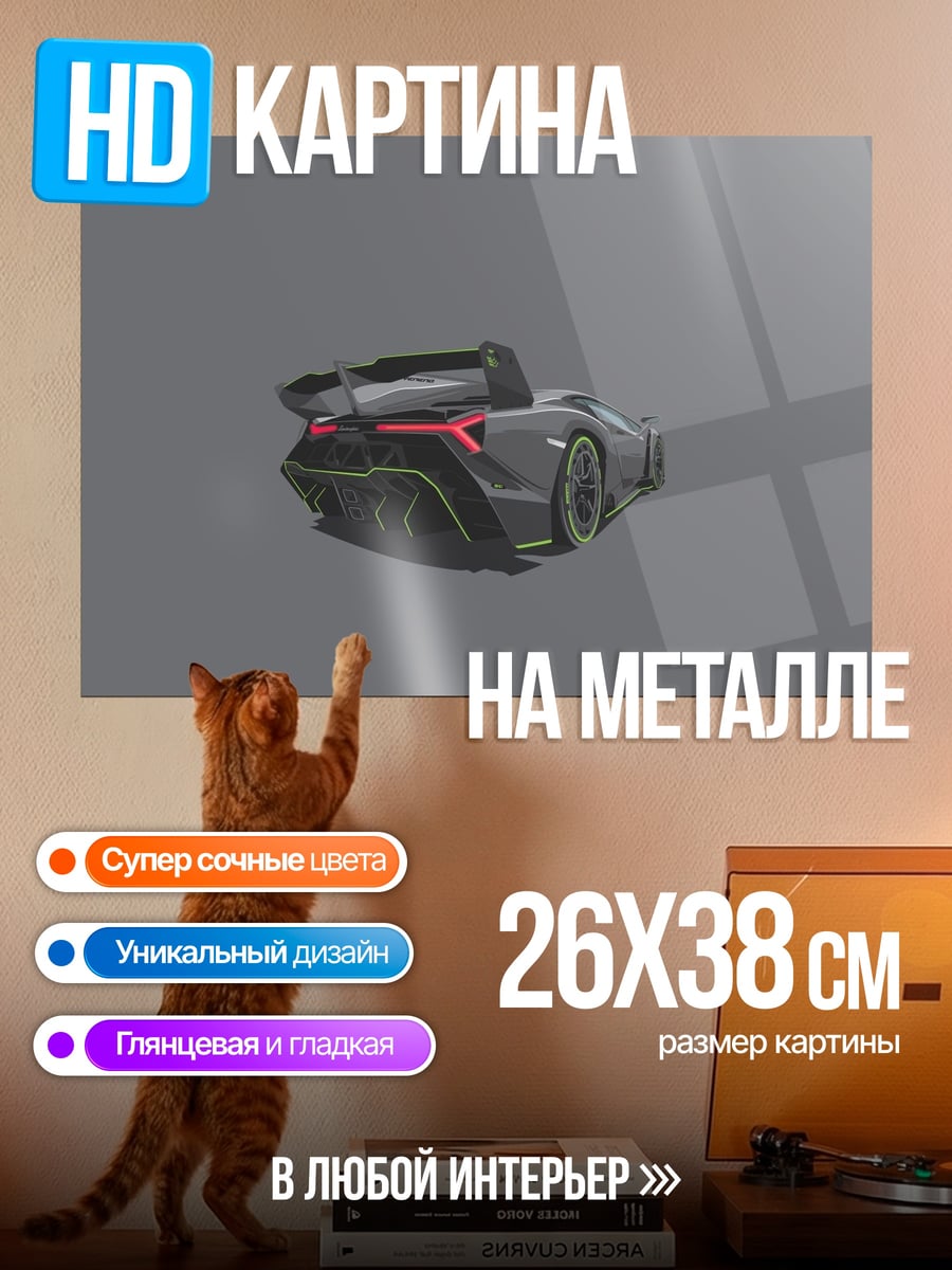 Картина на металле Серый суперкар