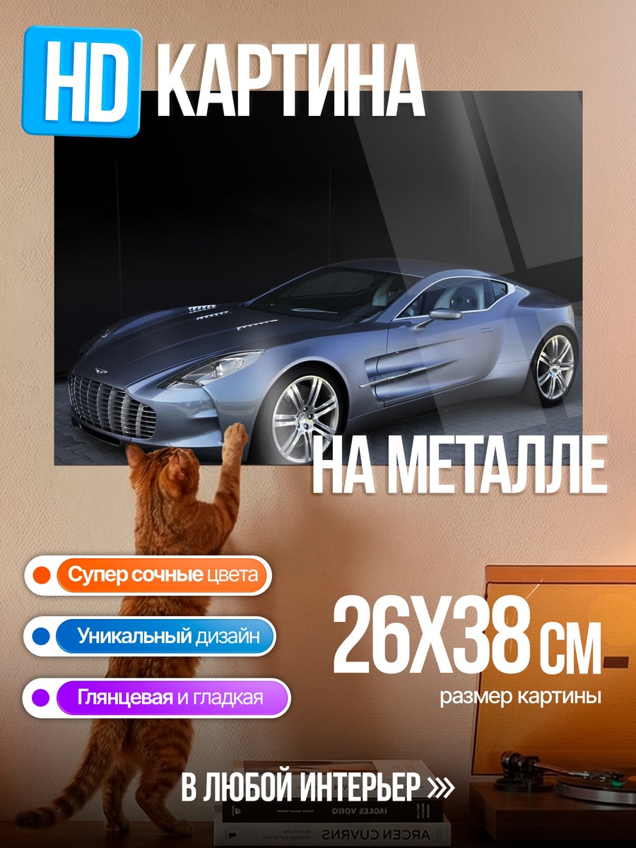 Картина на металле Серебристый спорткар