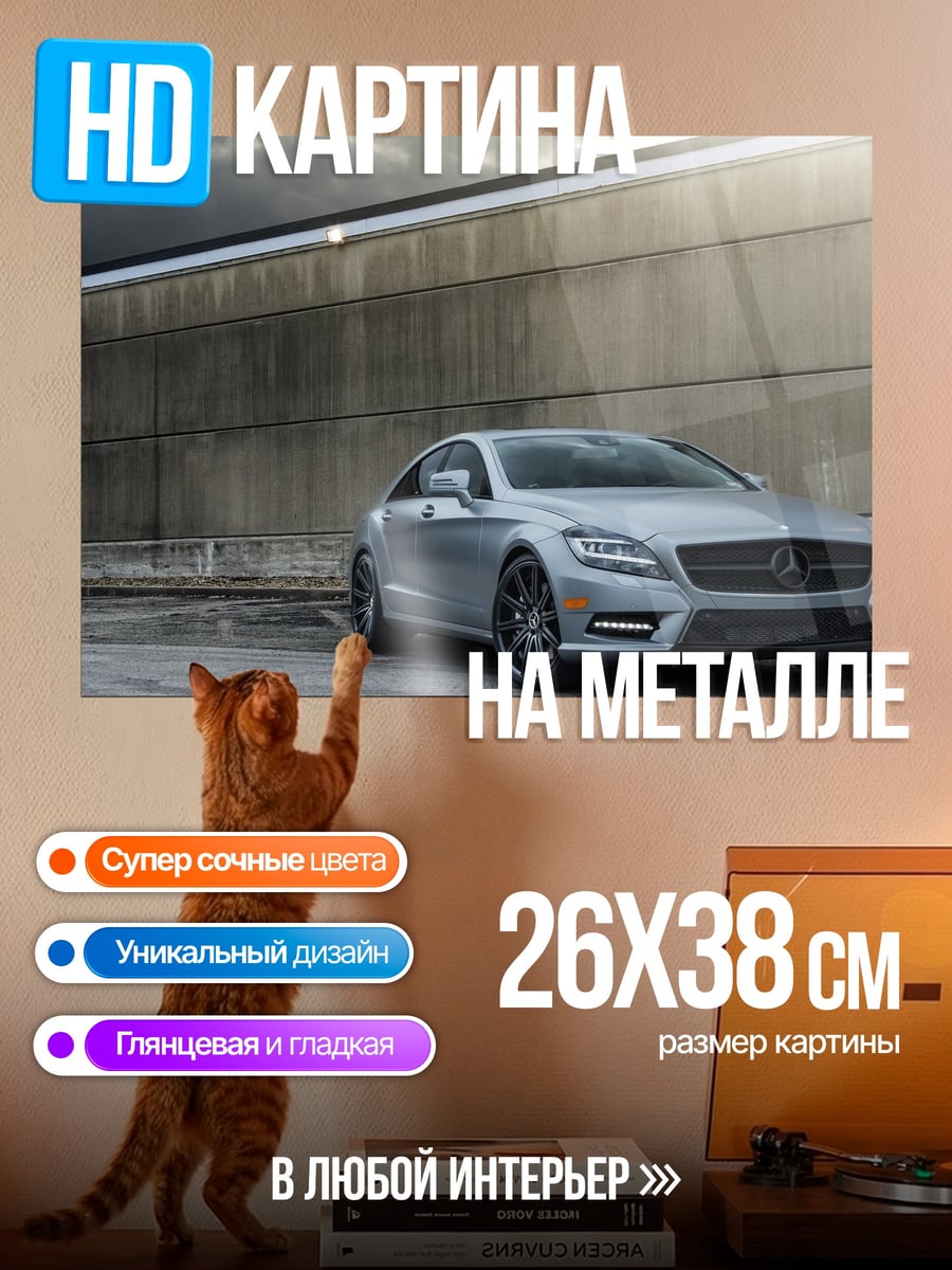 Картина на металле Серебристый седан