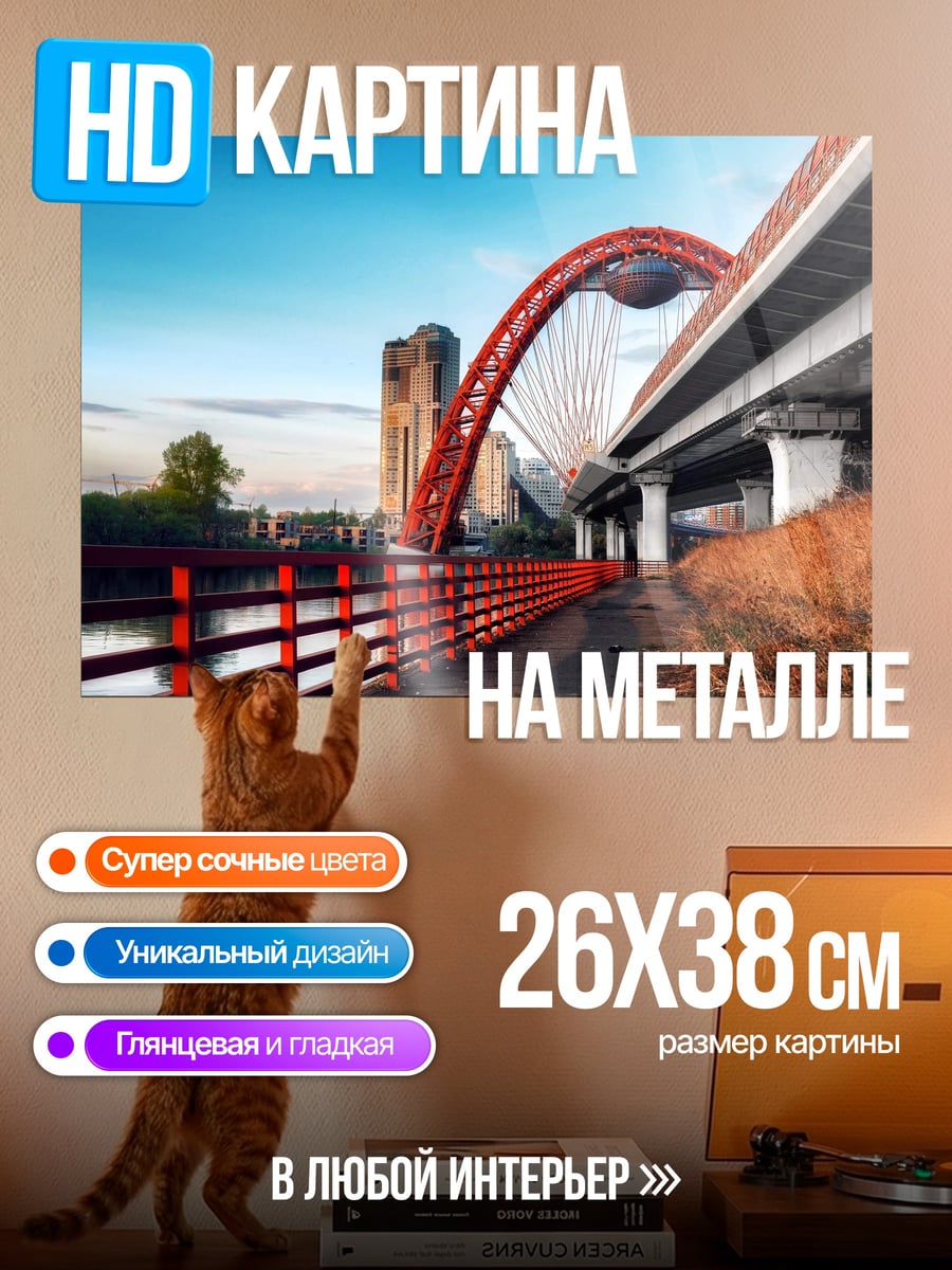 Картина на металле Красный мост