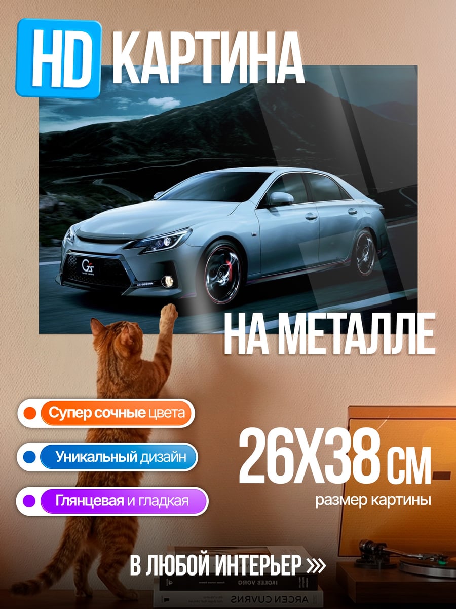 Картина на металле спортивный седан на дороге