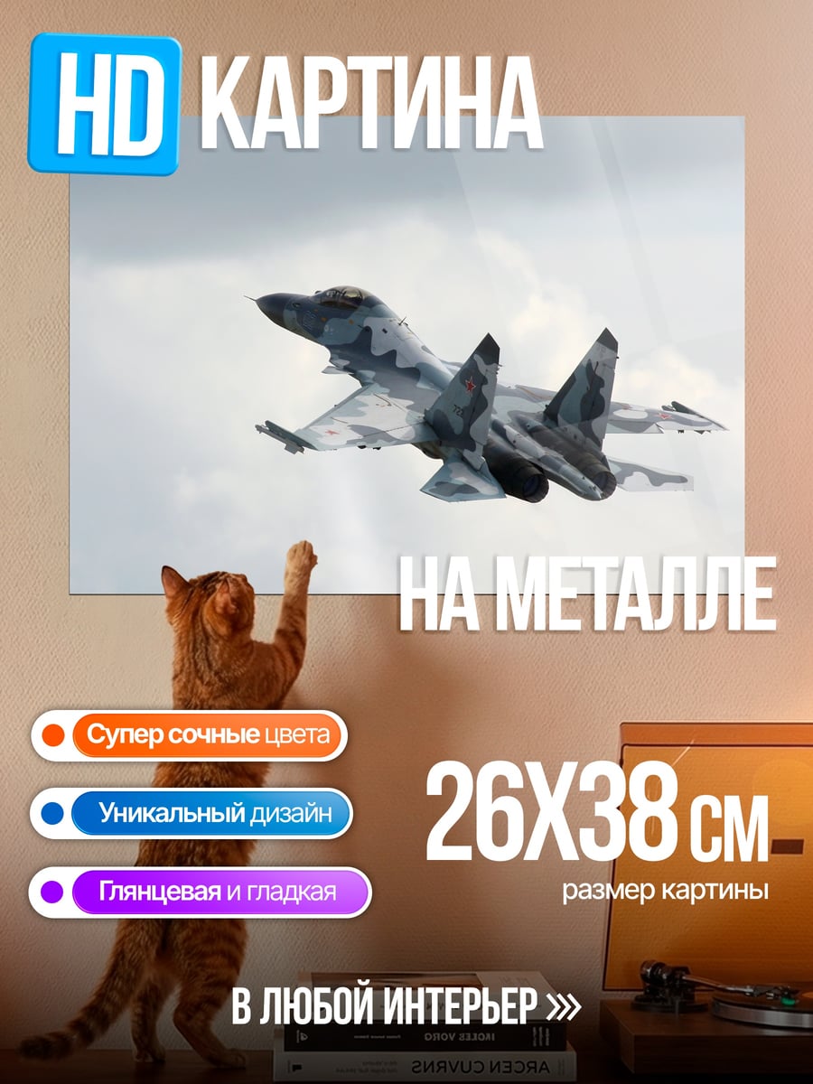 Картина на металле Истребитель в небе
