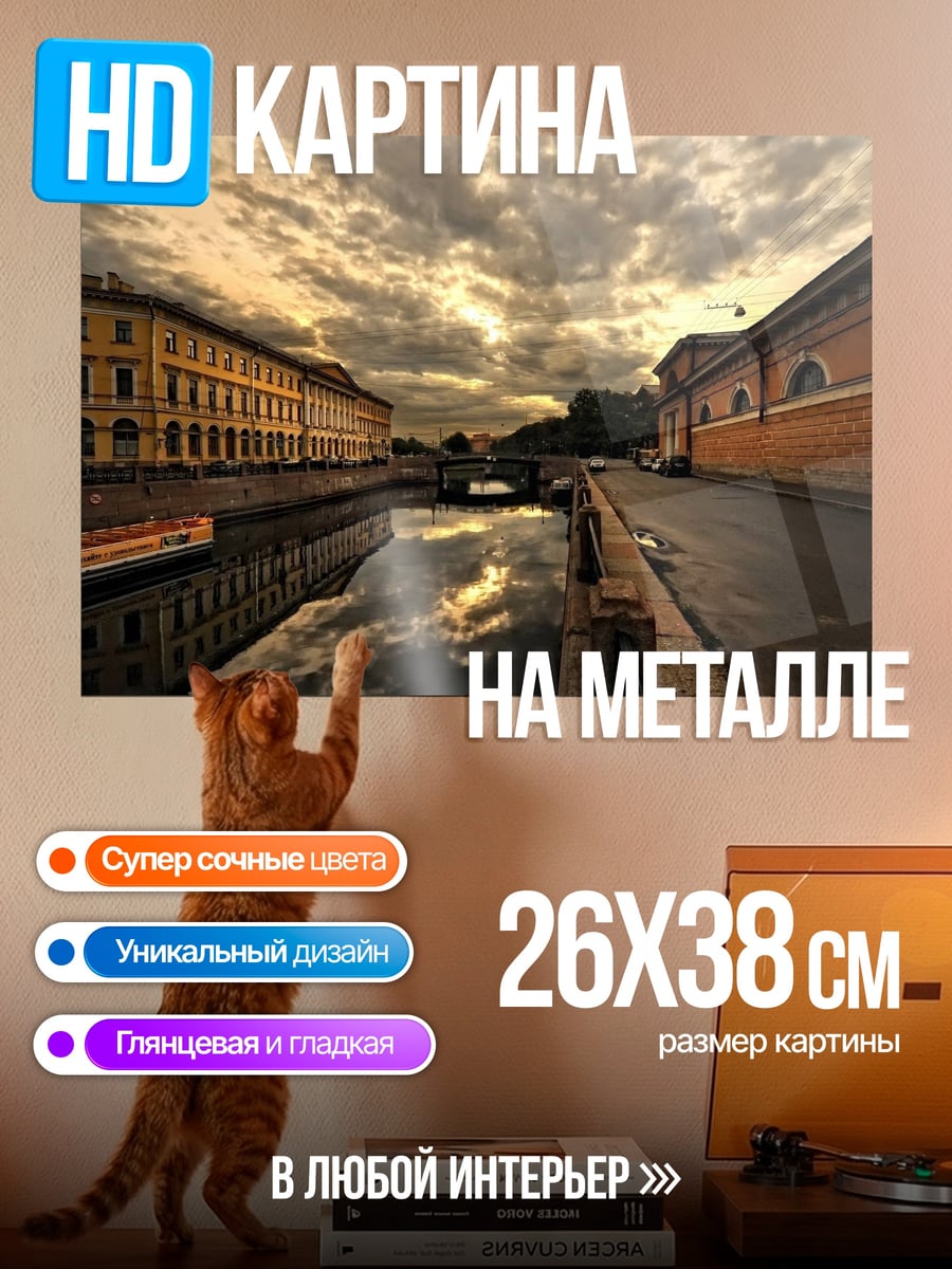 Картина на металле Канал в Санкт-Петербурге