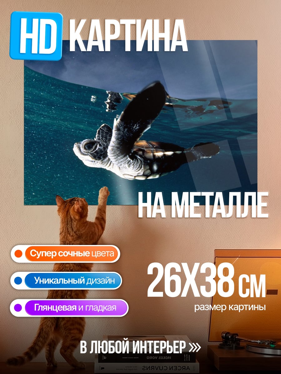 Картина на металле Морская черепаха