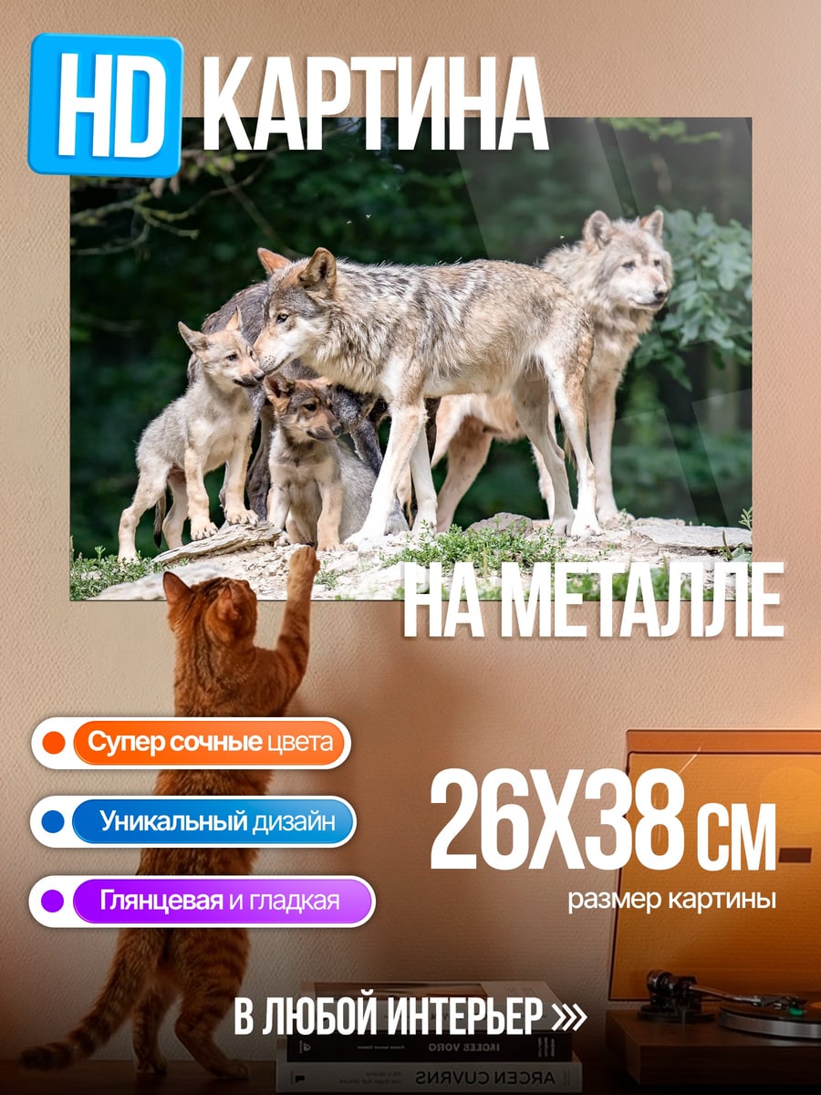Картина на металле Стая волков